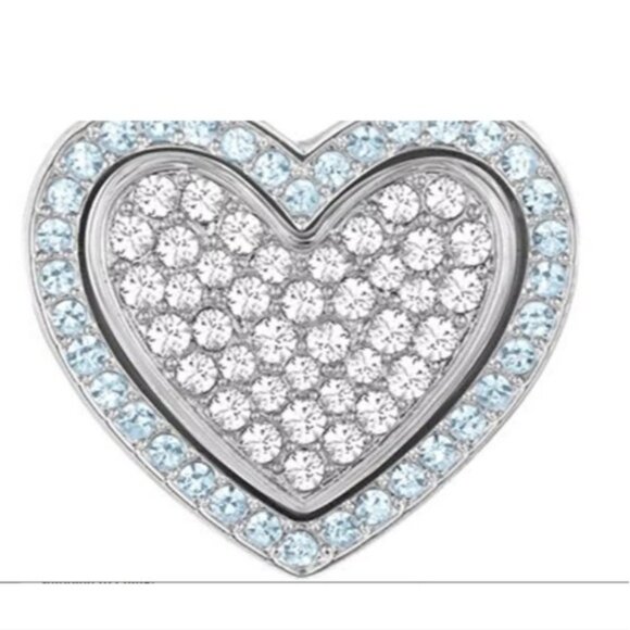 SWAROVSKI Ladies Cupid Aqua Blue Double Heart Crystal Pendant 5118810 Mom Wife - Picture 3 of 5
